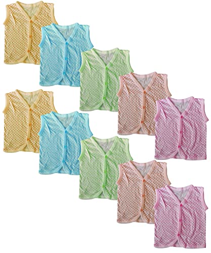 Image of New Born Baby Itch Free Feel Free Polka Dot Printed 100% Cotton Jabla Combo (Set of 10)(0to6 Months)