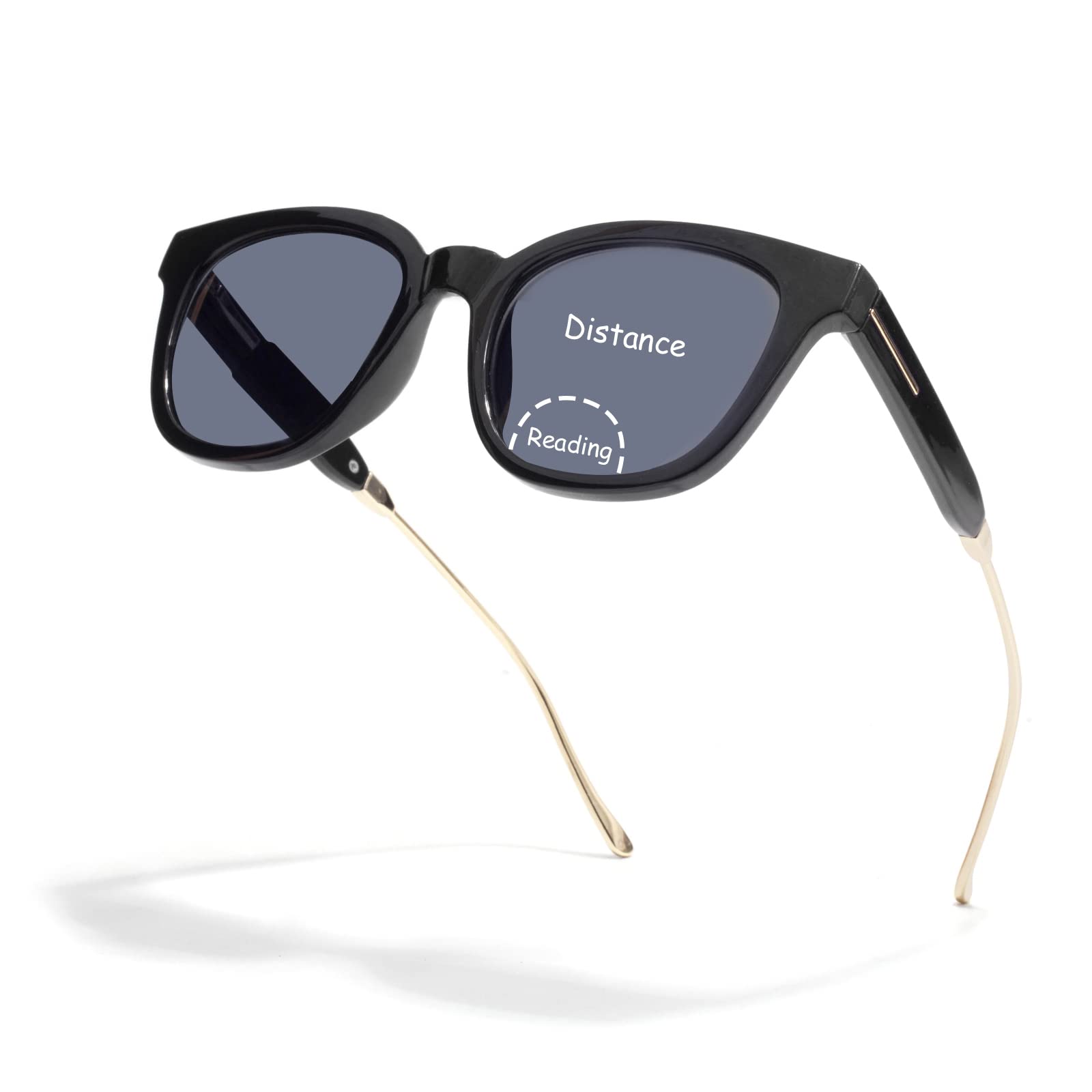E & R Elegant Rabbit bifocal sunglasses, Black, M