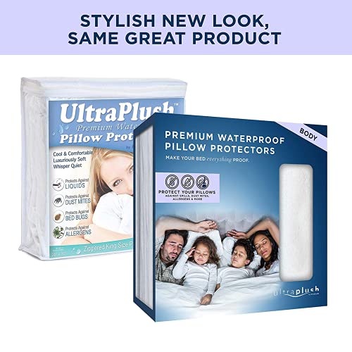 Ultrablock Ultra Plush Premium Waterproof Pillow Protector - Zippered Body Pillow Case Cover - Super Soft And Quiet Feather Proof Encasement (Body Size 20 Inches X 54 Inches) #TOP1