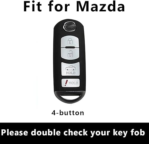 Miniatura 2 de ontto Funda para llave de coche compatible con Mazda 4 botones, funda de llavero de TPU suave, Negro -