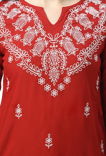 Image of QAZMI Women's Cotton Straight Embroidered Kurti