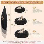 Bean Bag Cover (No Filler), Faux Fur Comfy Bean Bag Covers for Adults, Washable Beanbag Chair Cover, Fluffy Plush Giant Bean Bags Chairs Covers for Teens Kids Girls, Anti-Slip, 5FT, Black - Image 2