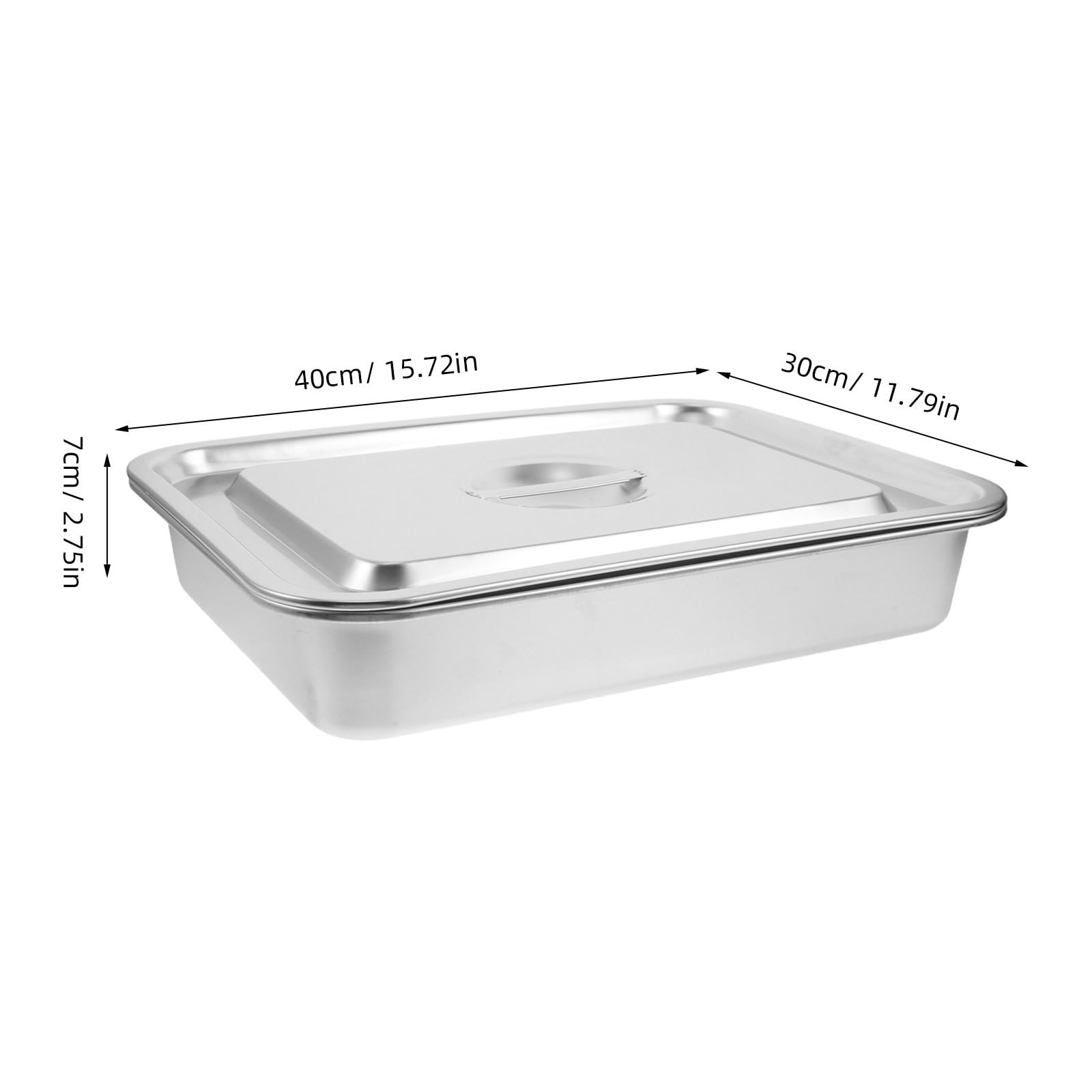 Bandeja de acero inoxidable para buffet con tapa: Bandeja para alimentos de catering - Plato rectangular de 40,6 x 30,5 x 7 cm para servicio de buffet, apta para alimentos para uso doméstico