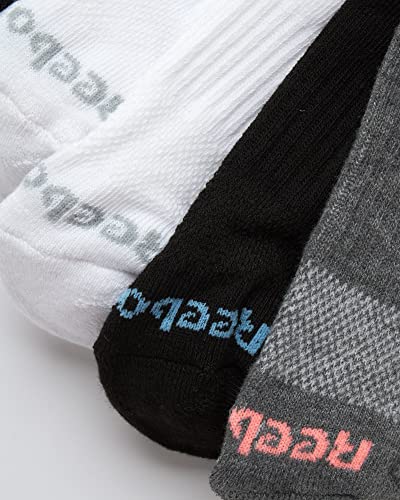 Image of Reebok Womens Quarter Socks Moisture Wicking Cushioned Ankle Socks, 12 Pack | Stretch Performance Fabric, Cushioned Heel & Toe, Secure Arch Support, Quarter Cut, Shoe Size 4-10