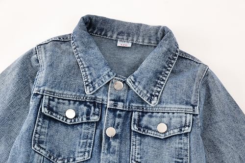 Girls Denim Jacket - Bunny Embroidered Stretch Washed Jean Coat, Cute Long Sleeve Toddler Jacket4