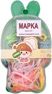 مجموعة اكسسوارات شعر للبنات في حقيبة على شكل أرنب من مابكا، رباطات ومشابك شعر ملونة، مجموعة جيرلز لايف | مجموعة من 8 مشابك شعر و50 رباط شعر مع صندوق على شكل قطة