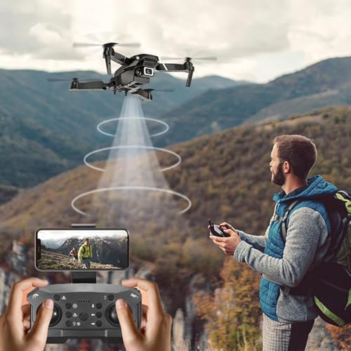 Image of dRoNe wItH hD DuAl cAmErA BrUsHlEsS MoToR, oNe cLiCk tAkEoFf /lAnDiNg FlIp rOlLiNg gEsTuRe cOnTrOl wI-Fi cAmErA ReMoTe cOnTrOl -X DrOnE (E88)