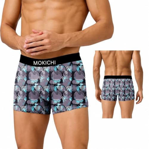 Image of Men's Printed Boxer Briefs | Soft Stretch Comfortable Trunks with Elastic Waistband | Breathable Everyday Innerwear for Men | Assorted Multicolor Prints | Pack of 4