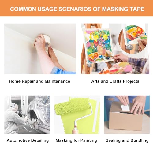 Image of Masking Tape 1.38 inch 55 Yards 4 Pack Versatile Adhesive Painting Tape for General Purpose Use, Easy-Remove, Ideal for Labeling Painting,DIY,Art,Home,Office,School Total 220 Yards