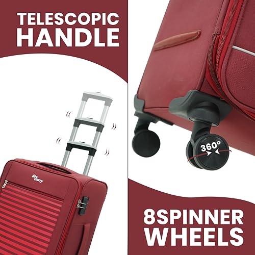Image of Stripe On Expandable Trolley Bag | Telescopic Handle | Expandable & Anti-Theft, 360 Dual Spinner Wheels, Aviation Grade Aluminium Handle, Durable Twill Material