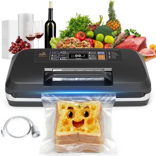 OidoZac 95kPa Vakumierergerät für Lebensmittel, 12-in-1 Vacuum Sealer mit Doppelter Heißsiegelung, Vakuumiergerät Doppelte Schweißnaht, Integriertem Cutter und Beutelspeicher, Abne