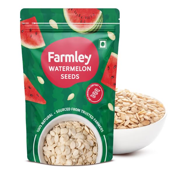 Image of Farmley Watermelon Seeds 500g I Watermelon Seeds for Eating | Magaj Seeds I Tarbuj Beej | Rich in Protein | Potassium | Magnesium & Iron | Pack of 1