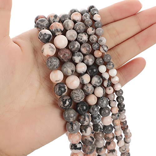 60pcs 6mm Pink Zebra Jaspers Natural Stone Beads for Jewelry Making (Bracelet,Necklace, Earrings), Energy Stone Healing Power