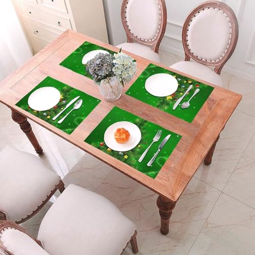 Sets de table cuisine motif arbres de Noël PVC résistant chaleur et intérieur