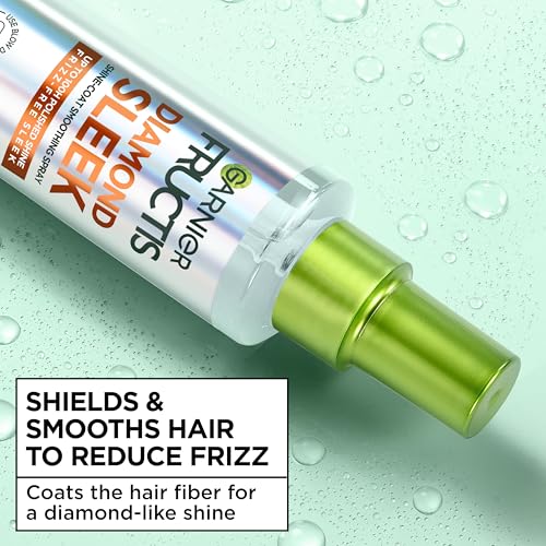 Garnier Fructis Diamond Sleek Hair Shine Spray, Up to 100-Hour Frizz Control, Heat Protectant up to 450°F with Vegan Keratin Smoothing Complex and Argan Oil for Frizzy, Dry, Dull Hair, 4.6 Fl Oz - image 9