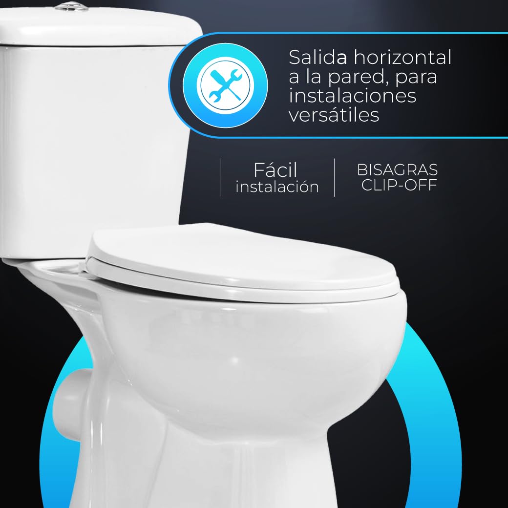 INODORO Completo con BIDET, Inodoro y Bidet Blanco, Pack Wc Inodoro, Retrete con Bidet para Hogar, Sistema Antibacterias, Tapa Dura Extrafina Amortiguada, Salida Horizontal