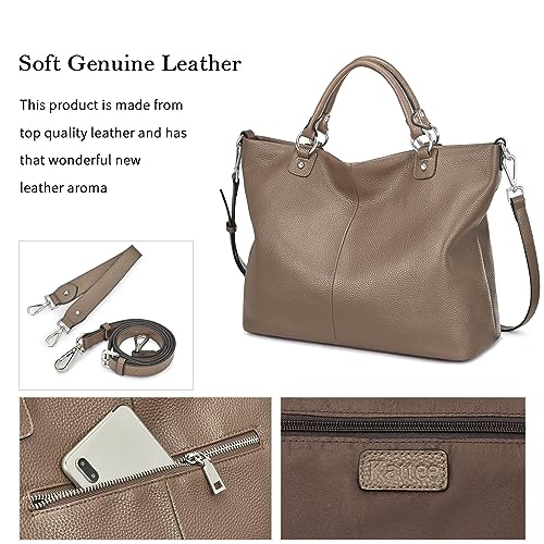 Image of Kattee Women's Soft Genuine Leather Tote Bag, Top Satchel Purses and Handbags