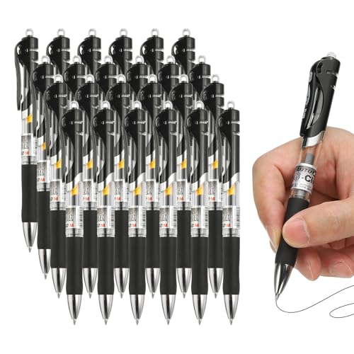 24 bolígrafos gel PATIKIL 0.7 mm tinta negra retractables miniatura 1
