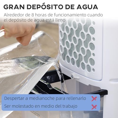 Miniatura 9 de Homcom Climatizador Evaporativo Bajo Consumo 3,5l 3 En 1 Humidificador Ventilador 65w Pantalla Led Control Remoto Temporizador Oscilación 3 Velocidades 3 Modos 24,5x27x60 Cm Blanco