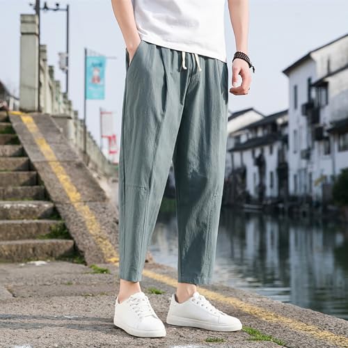 Mens Plus Size Casual Straight Leg Pants Ankle Length Slim Fit Lounge Streetwear Harem Trousers2