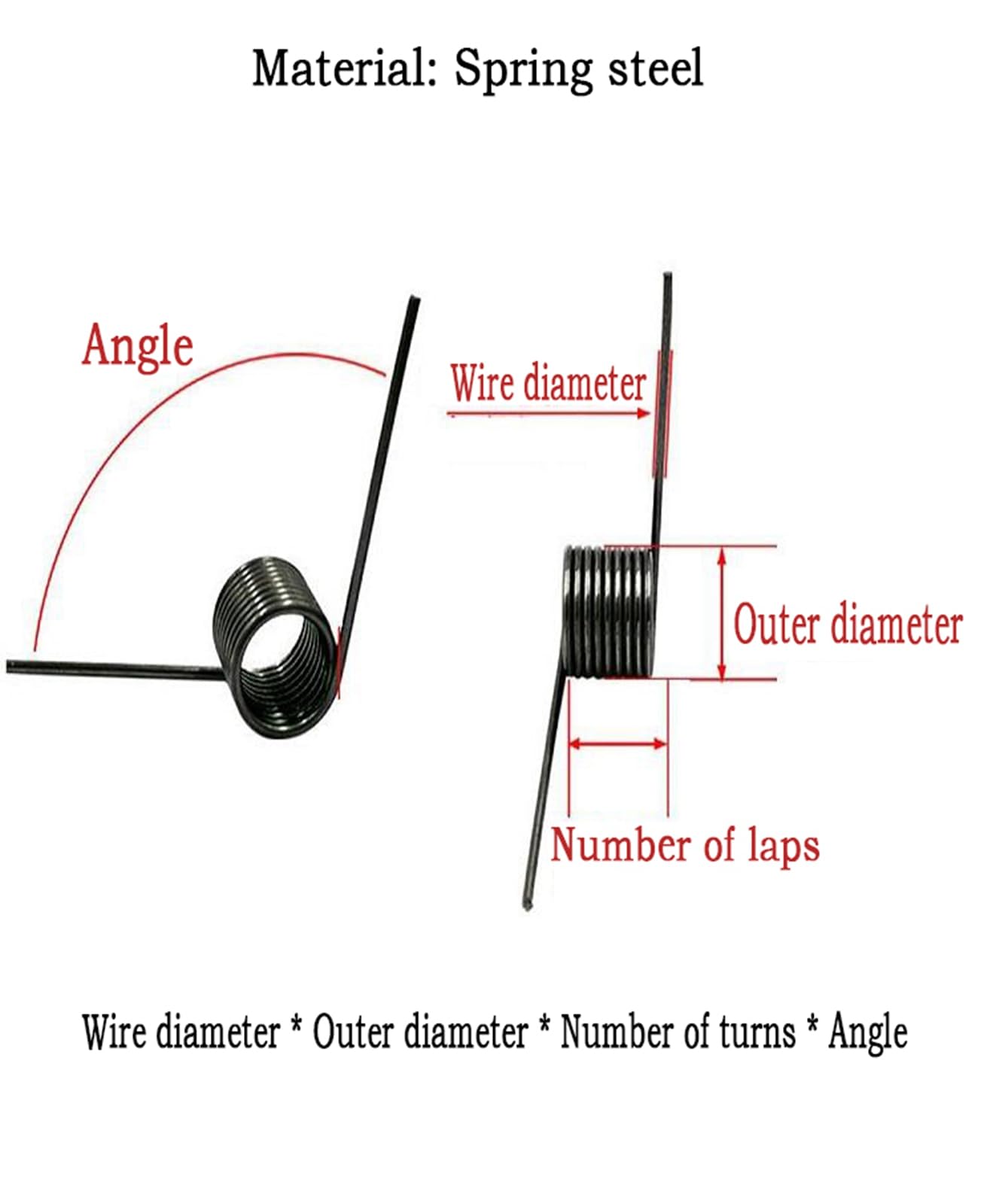 10 Pièces ressort de torsion Ressort Acier, 0.3 mm x 3 mm x Nombre de tours 7 x 90°, Ressort de torsion en forme de V