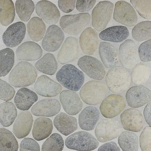 Grey Pebble Mosaic Tumbled Stone Backsplash Tiles for Kitchen Walls
