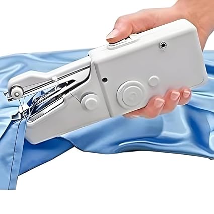 Drumstone Emergency Stitching Handheld Sewing Machine, Electric Handy Stitch Mini Hand Sewing Machine, Stapler Style Mini Machine Home Tailoring Silai Machine - White