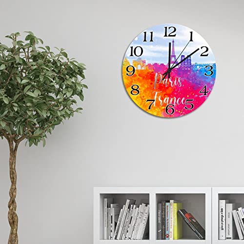 Horloge murale à suspendre Paris aquarelle idée cadeau maison - 3