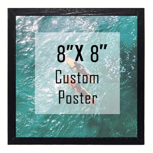 Custom Framed Photo or Picture, Photo Print , 8'L x 8'W Black Color, Personal Wood Panel Print with Your Photos for Bedroom or Living Room Gallery Wall Decor | Printed and Hand Framed in the USA (Black)