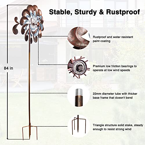 84 Inch Garden Metal Wind Spinner Gifts For Women Mom-Pinwheels Kinetic Art Windmill For Yard Lawn Patio& Garden Decor Outside #TOP2