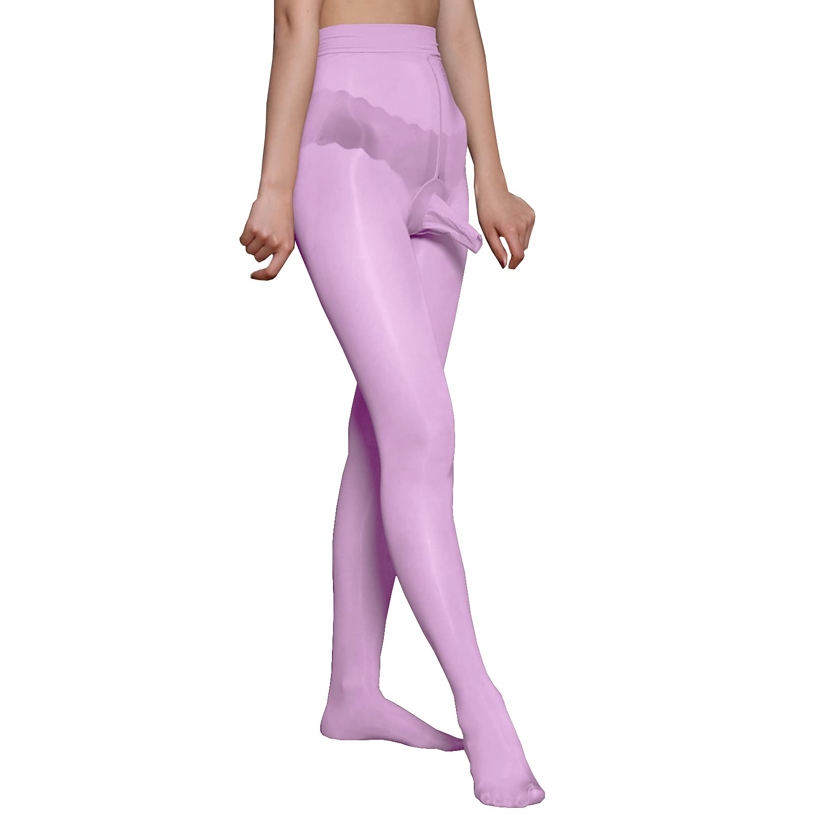 Befasy Men's Purple,Sheath Closed Sexy 8D Nylon Sheer Pantyhose High Elastic Ultra Shiny Glossy Stockigs Shaping Tights