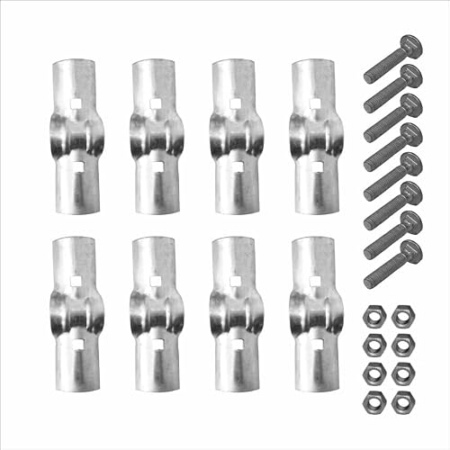 Fencingkart Boulevard Line Rail Clamps for Chain Link Fence, with Bolts and Nuts, 4 Pair Pack (Silver, 1-7/8"x1-5/8")