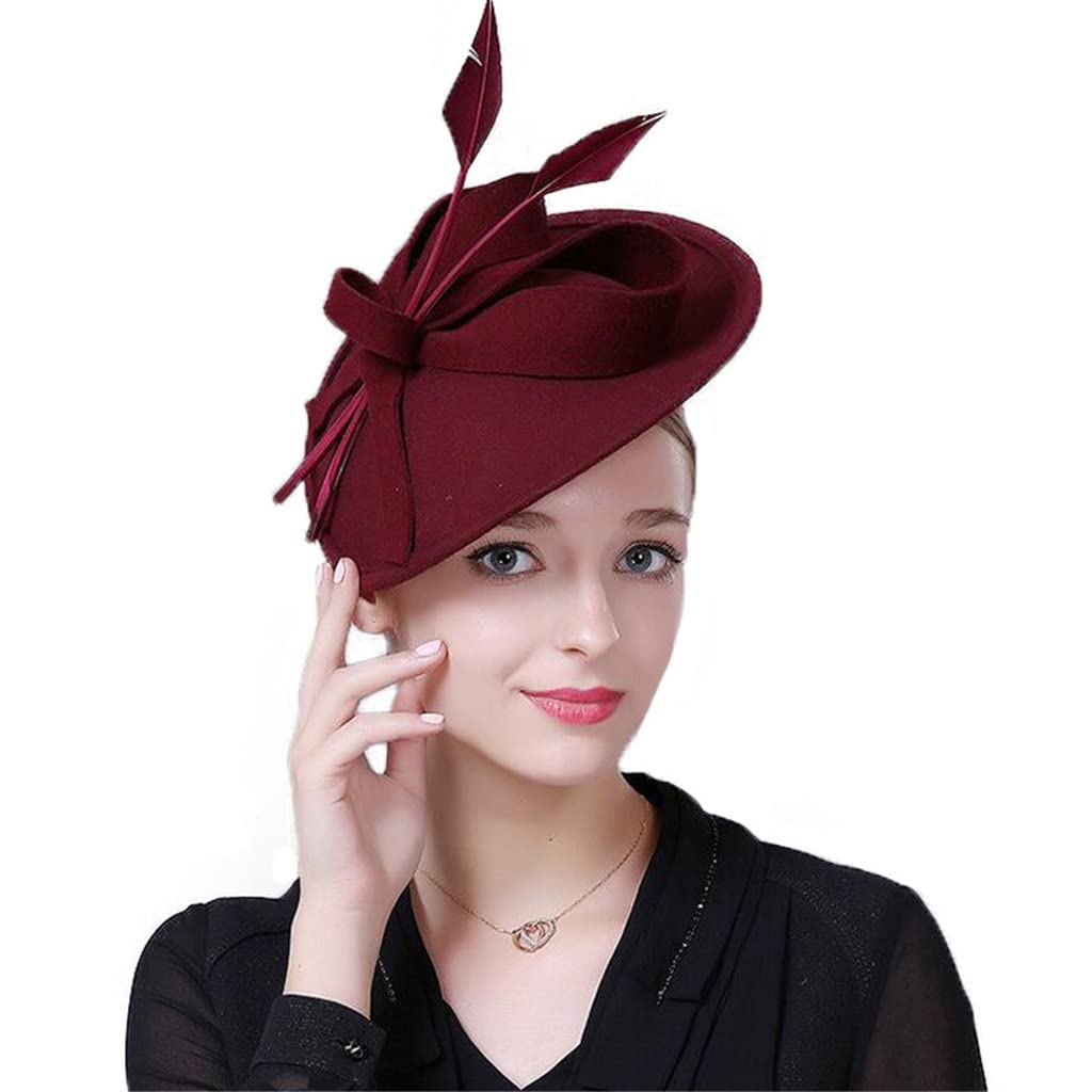Elegant women Black Hat with Red Accent and brown ribbon casual elegant fedora Broadway | Womens Felt Fedora Hat – American Hat Makers main image 3