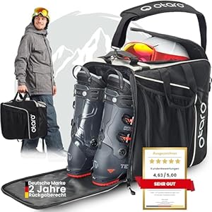 Otaro Skischuhtasche mit Helmfach (Classic | 44 L | Frostweiß) Premium Skitasche für Skischuhe | Auch als Schlittschuhtasche oder Inlinertasche | Ski Tasche, Skisack Set, Skischuhtaschen