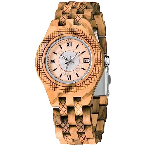 Montres en bois pour femmes quartz Tiong avec aiguilles de nuit