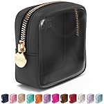 Embla Clear Cosmetic Bag Makeup Case, Clear Zipper Make Up Pouch and Toiletry Travel Tote, Cute Skincare Pouches for Women Girls, Preppy Purse Cosmetic Organizer, Mini Makeup Bags, Black