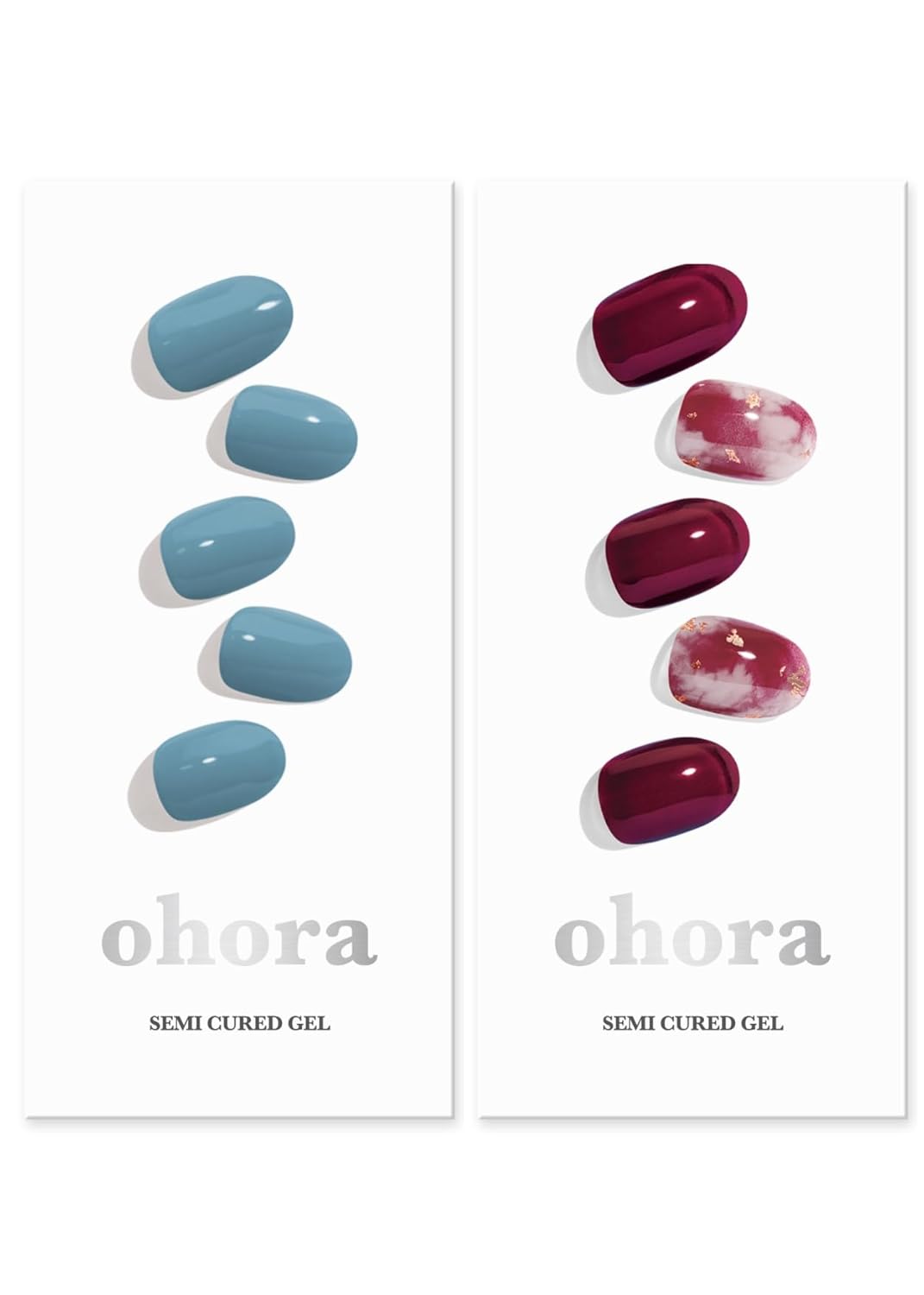 ohora Semi Cured Gel Nail Set of 2 (N Washing Jean & N Mulberry) - Professional Salon-Quality Nail Care