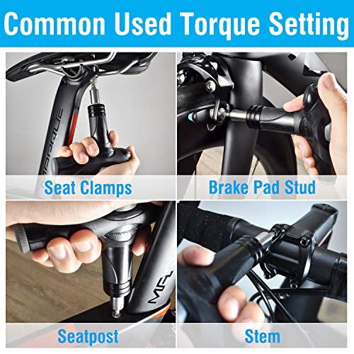 MARQUE Adjustable Bike Torque Wrench – 4, 5, 6 Nm Dial Portable Mini Bicycle Multitool Allen Key Tool, includes 3, 4, 5 mm Hex, T 25 Tool Bits – Repair Your Road and MTB at Home Garage - Cyclist Gift