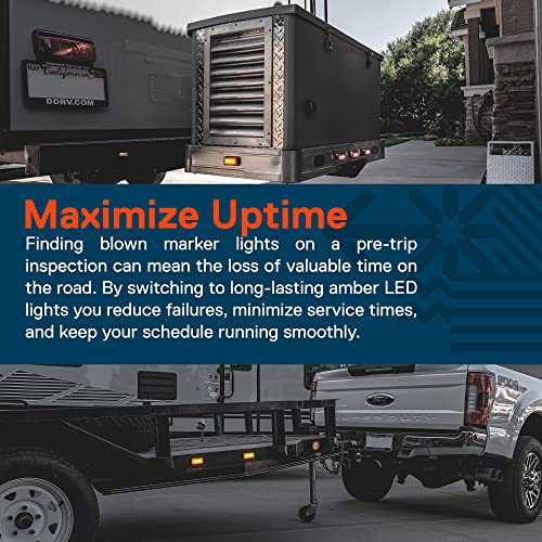 4Pc 2.5" Amber Led Trailer Marker Light W/Black Bezel [Dot Fmvss 108] [Sae P2Pc] [Surface Mount] [Waterproof Ip67] Side Marker Lights For Trailer Truck #TOP5