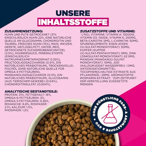 Eukanuba Senior Hundefutter mit frischem Huhn für kleine Rassen, Premium Trockenfutter für ältere Hunde, 3 kg