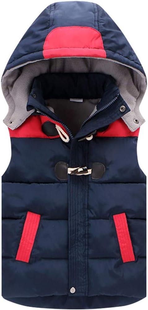 Boys Girls Hooded Gilet Vest Sleeveless Jacket Body Warmers Winter Coat, 130 / 5-6 Years, Blue