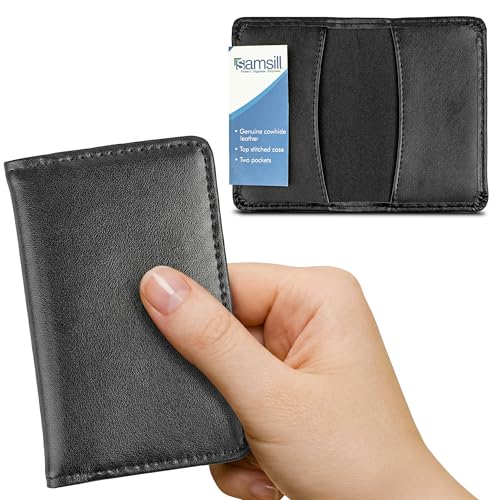 Samsill 81220 Regal Leather Business Card Holder, Case Holds 25 Business, Black