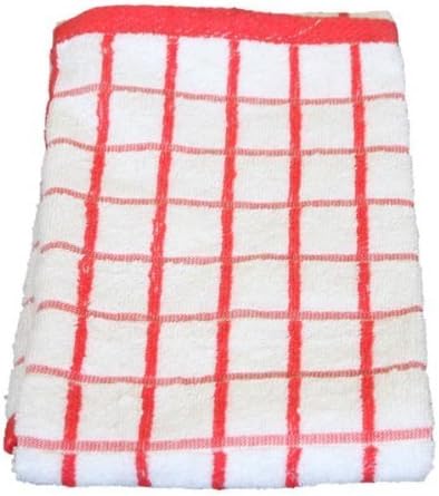 Torchon vaisselle extra-large 100 % coton - rouge/blanc