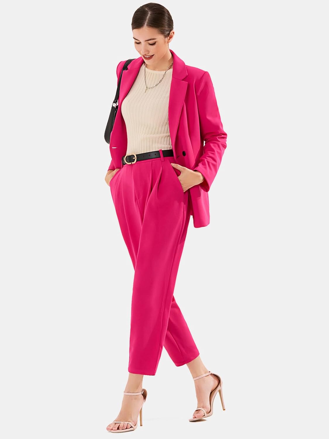 EXLURA Women's Business Casual Blazers Lightweight Long Sleeve Knit Lapel Loose Fit Work Office Suit Jackets with Pocket 2025 - Image 4