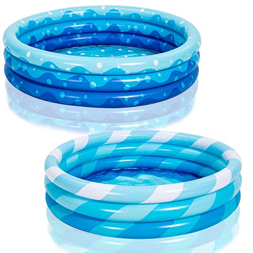 2 Packs 45 Inflatable Kiddie Pools, Blue Swimming Pool for Kids Summer Fun, Indoor&Outdoor Water Pool Baby Pool Pit Ball Pool for Ages 3+