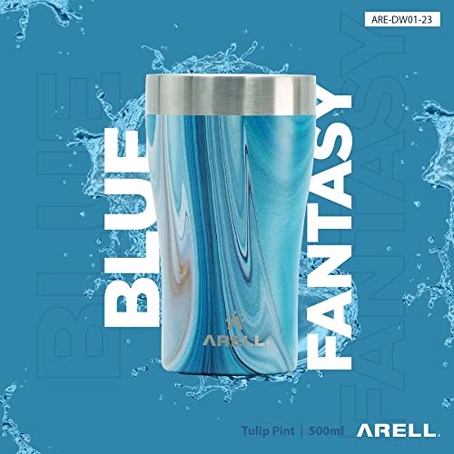 COPO TÉRMICO DE CERVEJA ARELL COM ISOLAMENTO VÁCUO TULIP 500ML BLUE FANTASY