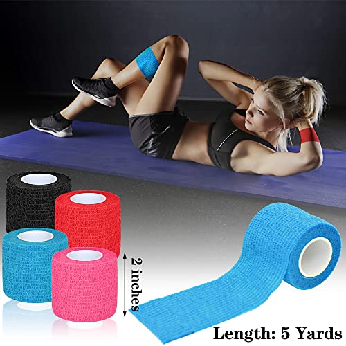 Chewarelly 8 Pack 2 In X 5 Yards Cohesive Wrap Self Adhesive Bandage Wrap Elastic Self Adherent Wrap Self Stick Vet Tape For Athletic, Wrist, Ankle, Knees, Pets (Mixed Colors 2) #TOP1