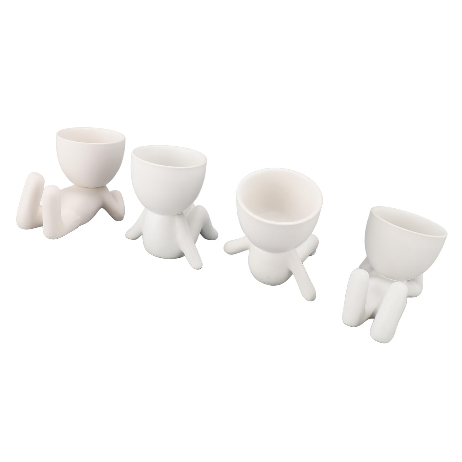Bonitos maceteros para suculentas, Juego de 4 pequeños maceteros Decorativos Divertidos, expresa tu Estado de ánimo con Dibujos para el hogar, balcón, jardín, Oficina, cerámica,