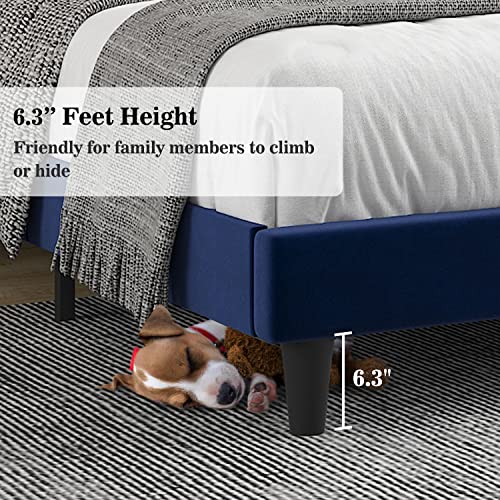 Modern Velvet Full Bed Frame - Durable, No Box Spring Needed - Image 6