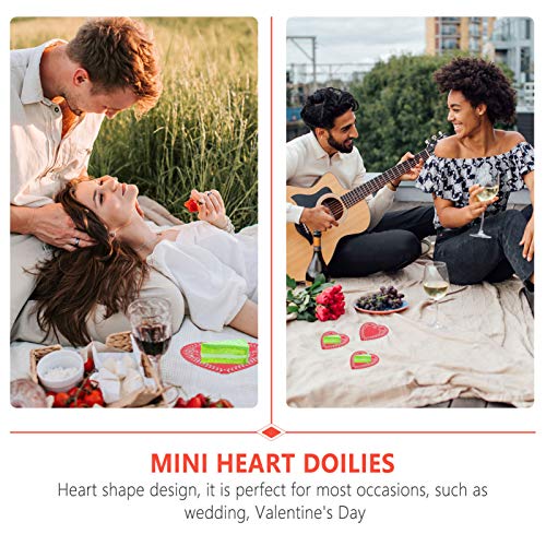 Cabilock 100 Folhas Doilies Coração Dos Namorados Mini Pequenos Recortes de Papel da Forma Do Coraçã